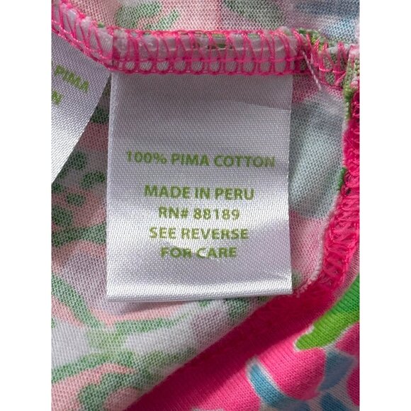 Lilly Pulitzer Palmetto T-Shirt Dress Floral Pink Green Pima Cotton Women XS - Picture 8 of 9